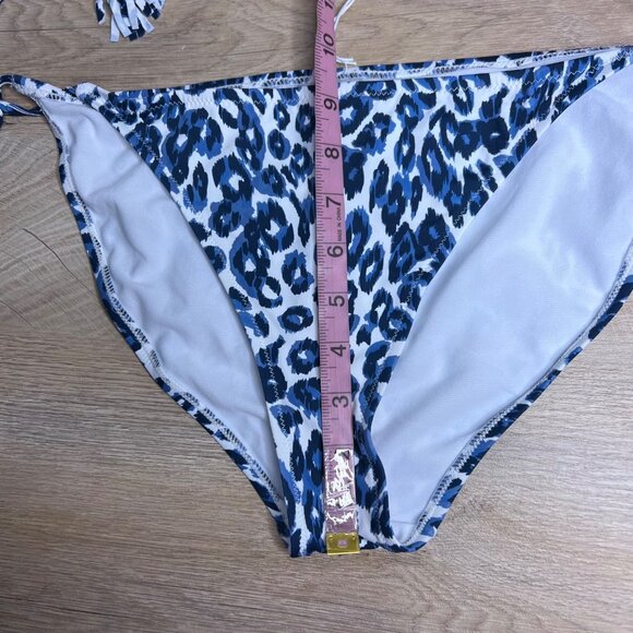 NWT Calme By Johnny Was Blue Tiger String Bikini Swim Bottom Leopard Large - Picture 10 of 10